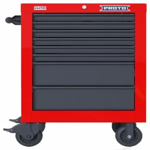 PROTO JSTV2739RS08RG Gloss Red, Heavy Duty, Rolling Tool Cabinet, 27 Inch Width, 22 3/8 Inch Depth | CH6PXB 60FF85