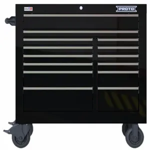 PROTO JSTV4239RD14BK Gloss Black, Heavy Duty, Rolling Tool Cabinet, 42 Inch Width, 22 3/8 Inch Depth | CH6PXC 60FF97