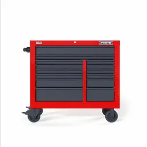 PROTO JSTV4239RD14RG Rolling Tool Cabinet, Gloss Red, 42 x 22 3/8 x 38 1/2 Inch Size, Gray, Ball Bearing | CN2RUD J544142-6SG / 48VA73