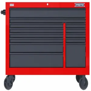 PROTO JSTV5539RD13RG Gloss Red, Heavy Duty, Rolling Tool Cabinet, 55 Inch Width, 22 3/8 Inch Depth | CH6PXD 60FG06