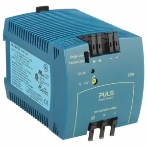 PULS DC ML100.102 Power Supply, 100 To 120 V AC/200 To 240 V AC, Single, 12 To 15V DC, 90W, 7.5, Din Rail | CT8HHL 45ET86