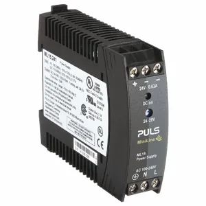 PULS DC ML15.241 Power Supply, 100 To 240 V AC, Single, 24 To 28V DC, 15W, 0.63, Din Rail | CT8HHW 45ET72