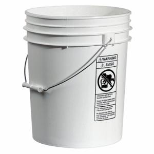 QORPAK 240131 Pail, 5 Gal, Open Head, Plastic, 11 7/8 Inch, 14 5/8 Inch Overall Height, Round, White | CT8JDW 21RN71