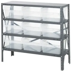 QUANTUM STORAGE SYSTEMS 1239-SB809CL Shelf Bin Unit, Clear-View, 12 x 36 x 39 Inch Size | CG9DEG