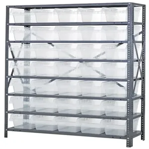 QUANTUM STORAGE SYSTEMS 1875-SB804CL Shelf Bin Unit, Clear-View, 18 x 36 x 75 Inch Size | CG9DET