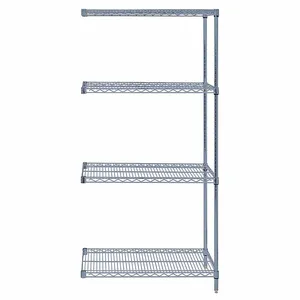 QUANTUM STORAGE SYSTEMS AD74-2448GY Wire Shelving, 4 Shelf Add-On, 24 x 48 x 74 Inch Size, Gray Epoxy | CG9KUE