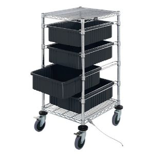 QUANTUM STORAGE SYSTEMS BC212434M1CO Bin Cart With Conductive Dividable Container, 24 x 21 x 45 Inch Size With 4 Bins | CG9CWK