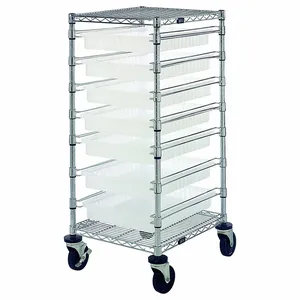 QUANTUM STORAGE SYSTEMS BC212439M2CL Bin Cart, Dividable Grid, Clear-View, 24 x 21 x 45 Inch Bin Cart With 7 Clear Bins | CG9CWG