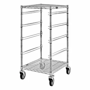 QUANTUM STORAGE SYSTEMS BC212439M4 Bin Cart Without Bins, Chrome Finish, 24 x 21 x 45 Inch Cart, 4 Levels | CG9CVZ