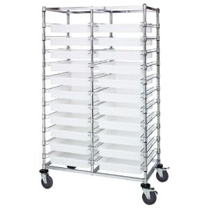 QUANTUM STORAGE SYSTEMS BC214069M2D Double Bay Bin Cart, Dividable Grid Container, 24 x 40 x 69 Inch Cart, 22 Bins | CG9DNY