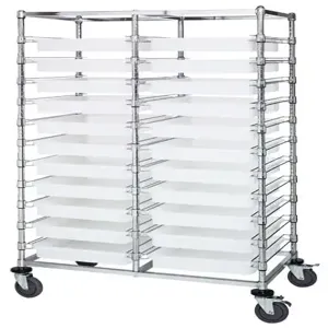 QUANTUM STORAGE SYSTEMS BC214069M2D Double Bay Bin Cart, Dividable Grid Container, 24 x 40 x 69 Inch Cart, 22 Bins | CG9DNY