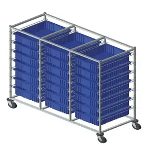 QUANTUM STORAGE SYSTEMS BC216069M1T Triple Bay Bin Cart, Dividable Grid Container, 24 x 60 x 69 Inch Cart, 21 Bins | CG9HQL