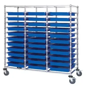 QUANTUM STORAGE SYSTEMS BC216069M2T Triple Bay Bin Cart, Dividable Grid Container, 24 x 60 x 69 Inch Cart, 33 Bins | CG9HQP