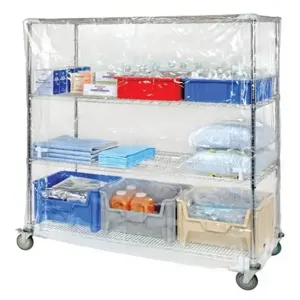 QUANTUM STORAGE SYSTEMS CC247274CV Wire Shelving Cart Cover, Clear Vinyl, 24 x 72 x 74 Inch Size | CG9RQR