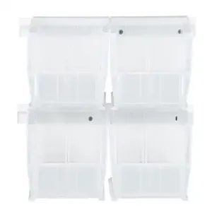 QUANTUM STORAGE SYSTEMS HNS230CL Clear-View Ultra Hanging Bin, Plastic Rail Package, 4 Clear Bins, Two Rails | CG9DGT