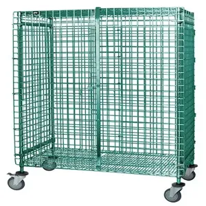 QUANTUM STORAGE SYSTEMS M1860-69SECP Wire Security Unit, Stem Caster, 18 x 60 x 69 Inch Size, Green Epoxy | CG9HEV