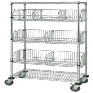 QUANTUM STORAGE SYSTEMS M1848BC6C Mobile Wire Basket Unit, 18 x 48 x 69 Inch Size | CG9EJD