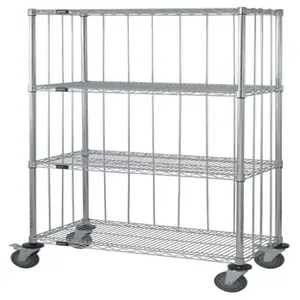 QUANTUM STORAGE SYSTEMS M1848C47RE 3 Sided 4 Wire Shelf Cart, Rods And Tabs, 18 x 48 x 80 Inch Size | CG9CQW