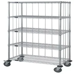 QUANTUM STORAGE SYSTEMS M1836C47RE-5 3 Sided 5 Wire Shelf Cart, Rods And Tabs, 18 x 36 x 80 Inch Size | CG9CTW