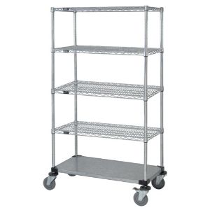QUANTUM STORAGE SYSTEMS M1836CG46-5 Mobile Cart, 4 Wire/1 Solid Shelf, 18 x 36 x 69 Inch Size | CG9CQE
