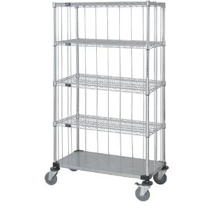 QUANTUM STORAGE SYSTEMS M2448CG47RE-5 Wire Shelf Cart, 3 Sided Stem Caster With Rods And Tabs, 24 x 48 x 80 Inch Size | CG9JAJ