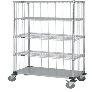 QUANTUM STORAGE SYSTEMS M1836CG47RE-5 Wire Shelf Cart, 3 Sided Stem Caster With Rods And Tabs, 18 x 36 x 80 Inch Size | CG9HZR