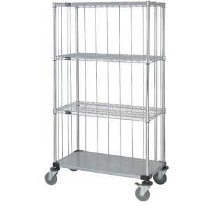 QUANTUM STORAGE SYSTEMS M2448CG46RE Wire Shelf Cart, 3 Sided Stem Caster With Rods And Tabs, 24 x 48 x 69 Inch Size | CG9JAF