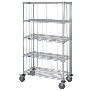 QUANTUM STORAGE SYSTEMS M1848C46RE-5 3 Sided 5 Wire Shelf Cart, Rods And Tabs, 18 x 48 x 69 Inch Size | CG9CTX