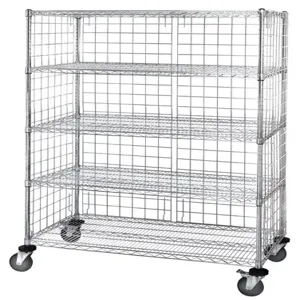 QUANTUM STORAGE SYSTEMS M2448C46E-5 5 Shelf Cart With Enclosure Panel, 3 Sided, 24 x 48 x 69 Inch Unit With Panels | CG9HPL