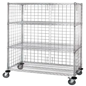 QUANTUM STORAGE SYSTEMS M2436C46E 4 Shelves Cart With Enclosure Panel, 3 Sided, 24 x 36 x 69 Inch Unit With Panels | CG9HPG