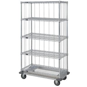 QUANTUM STORAGE SYSTEMS MD1848C47RE-5 5 Wire Shelf Cart, 3 Sided Dolly Base With Rods And Tabs, 18 x 48 x 81 Inch Size | CG9CUL