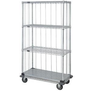QUANTUM STORAGE SYSTEMS MD1836CG47RE Wire Shelf Cart, 3 Sided Dolly Base With Rods And Tabs, 18 x 36 x 81 Inch Size | CG9HYP