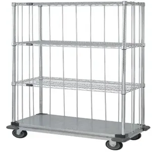 QUANTUM STORAGE SYSTEMS MD1836CG47RE Wire Shelf Cart, 3 Sided Dolly Base With Rods And Tabs, 18 x 36 x 81 Inch Size | CG9HYP