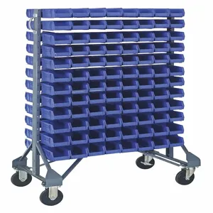 QUANTUM STORAGE SYSTEMS QRU-12D-210-192BL+QRU-MOB Double Mobile Bin Rail Unit 192 Bin Blue | AF6AJY 9UA40