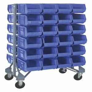 QUANTUM STORAGE SYSTEMS QRU-12D-239-48BL+QRU-MOB Double Mobile Bin Rail Unit 48 Bin Blue | AF3XXD 8ERP5