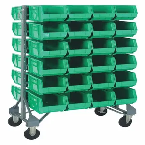 QUANTUM STORAGE SYSTEMS QRU-12D-239-48GB+QRU-MOB Double Mobile Bin Rail Unit 48 Bin Green | AF4QCE 9F848