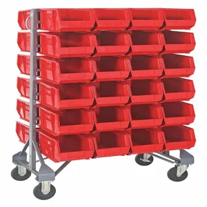 QUANTUM STORAGE SYSTEMS QRU-12D-239-48RD+QRU-MOB Double Mobile Bin Rail Unit 48 Bin Red | AF3XUP 8EN68