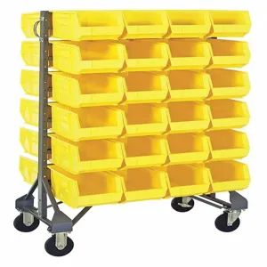 QUANTUM STORAGE SYSTEMS QRU-12D-239-48YL+QRU-MOB Double Mobile Bin Rail Unit 48 Bin Yellow | AF3NQR 8A104