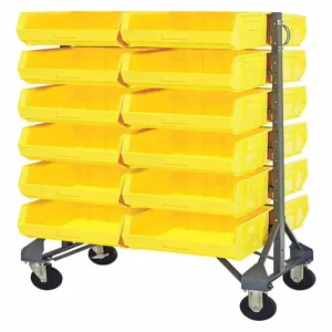 QUANTUM STORAGE SYSTEMS QRU-12D-250-24YL+QRU-MOB Double Mobile Bin Rail Unit 24 Bin Yellow | AF4UHQ 9KCH8