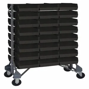 QUANTUM STORAGE SYSTEMS QRU-16D-235-48BK+QRU-MOB Double Mobile Bin Rail Unit 48 Bin Black | AF3XXC 8ERP4