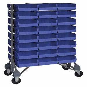 QUANTUM STORAGE SYSTEMS QRU-16D-235-48BL+QRU-MOB Double Mobile Bin Rail Unit 48 Bin Blue | AF3XXB 8ERP3