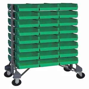 QUANTUM STORAGE SYSTEMS QRU-16D-235-48GN+QRU-MOB Double Mobile Bin Rail Unit 48 Bin Green | AF4MBB 9APH0