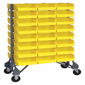 QUANTUM STORAGE SYSTEMS QRU-16D-235-48YL+QRU-MOB Double Mobile Bin Rail Unit 48 Bin Yellow | AF4MAC 9AP01