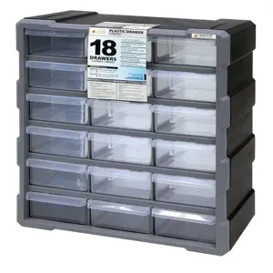 QUANTUM STORAGE SYSTEMS PDC-18BK Plastic Drawer Cabinet | CG9EVT