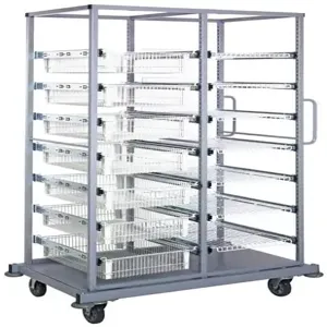 QUANTUM STORAGE SYSTEMS PS-DBC-7WB7S Double Bay Cart With Wire Baskets and Shelves | CG9ERL