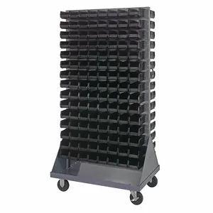 QUANTUM STORAGE SYSTEMS QMD-36H-220BK Mobile Louvered Floor Rack, 36 x 24 x 72 Inch Size, 240 Bins Included, Black | CT8JUN 60TT25