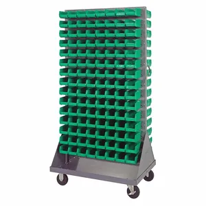 QUANTUM STORAGE SYSTEMS QMD-36H-220GN Mobile Louvered Floor Rack, 36 x 24 x 72 Inch Size, 240 Bins Included, Green | CT8JUH 60TT27