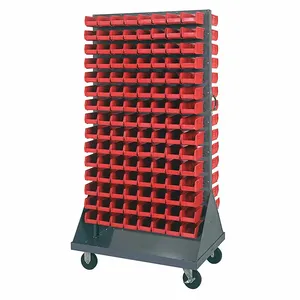 QUANTUM STORAGE SYSTEMS QMD-36H-220RD Mobile Louvered Floor Rack, 36 x 24 x 72 Inch Size, 240 Bins Included, Red | CT8JUJ 60TT29