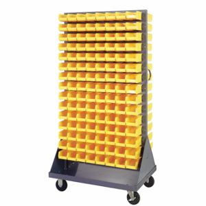 QUANTUM STORAGE SYSTEMS QMD-36H-220YL Mobile Louvered Floor Rack, 36 x 24 x 72 Inch Size, 240 Bins Included, Yellow | CT8JTY 60TT30