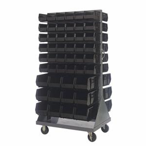 QUANTUM STORAGE SYSTEMS QMD-36H-230240BK Mobile Louvered Floor Rack, 36 x 24 x 72 Inch Size, 96 Bins Included, Black | CT8JUD 60TT43